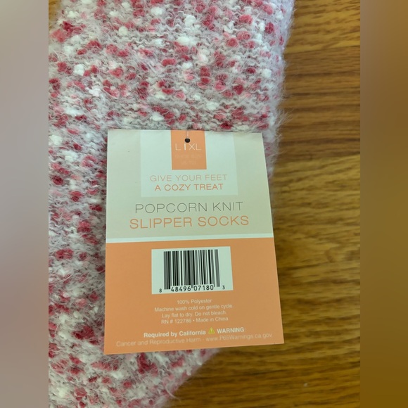 Unbranded Slipper Socks Women’s L/XL Red White Popcorn Knit Shoe Size 8-10 New - Picture 3 of 4